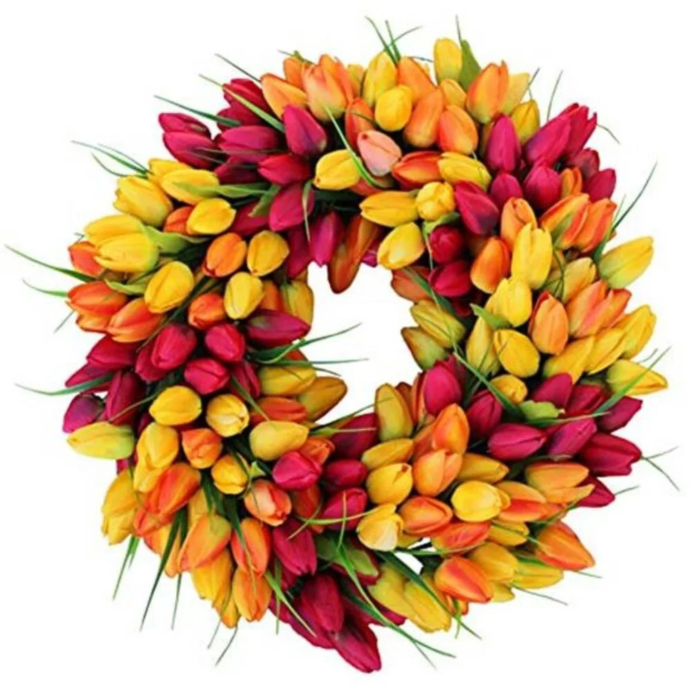 Blush Tulip Front Door Wreath Gorgeous Full Spring Door Wreath, 19 Inch